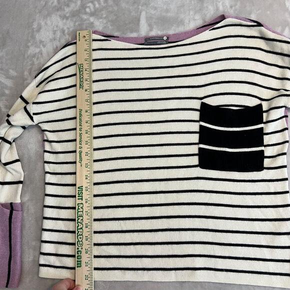 Anthropologie Sweater Womens Small Multi Striped Faye Wool Blend Boat Neck Boho - Picture 7 of 11